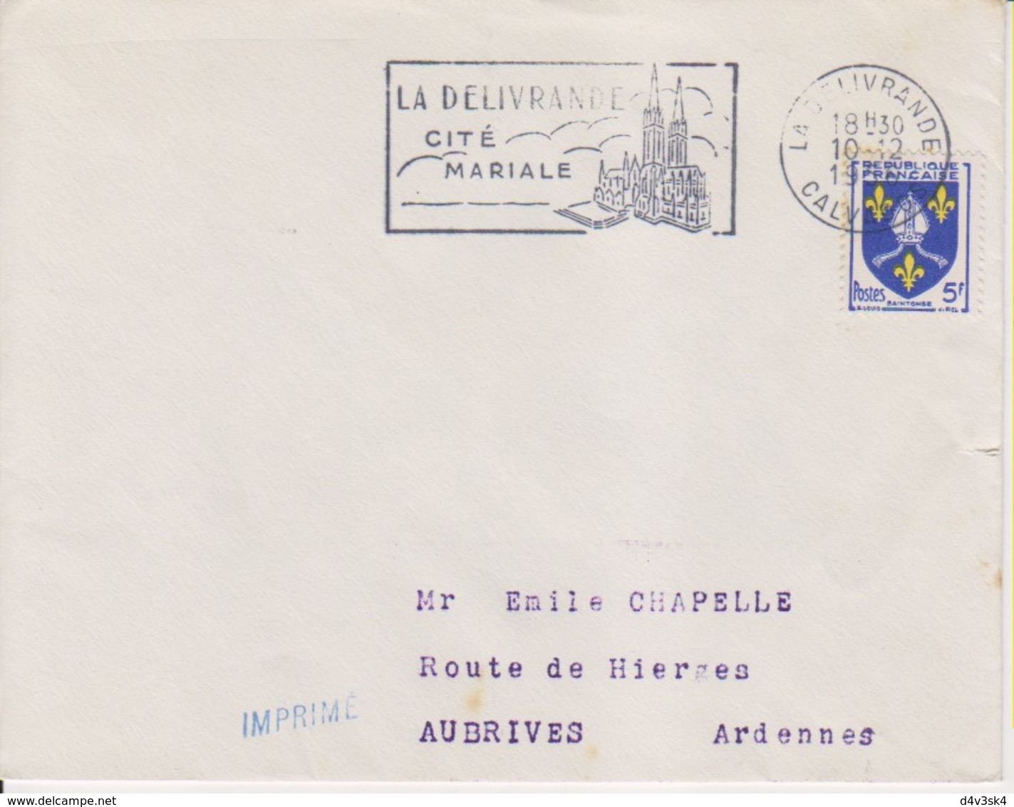 1956 France 14 Calvados La Delivrande Flamme "Cite' Mariale" Cathedral Church Chiesa - Mechanical Postmarks (Advertisement)