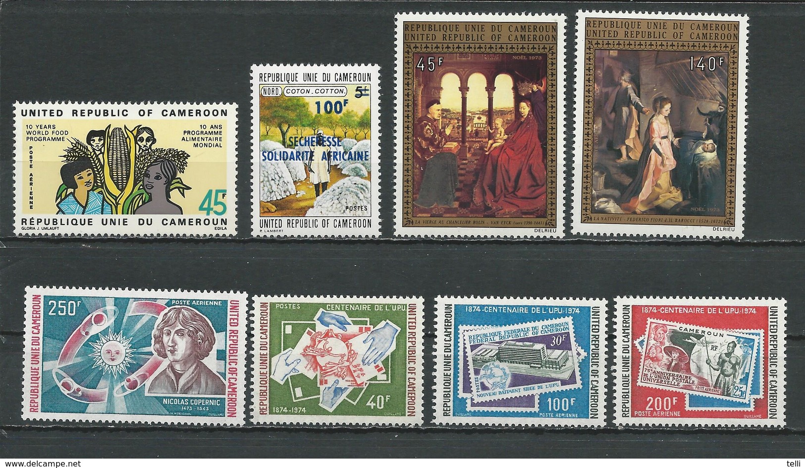 CAMEROUN  Scott C198, 568, C208-9, C220, 594,C218-9 Yvert PA214,548,Pa222-3,PA235,574,PA233-4 (8) ** Cote 9,80  $ 1974-5 - Cameroun (1960-...)