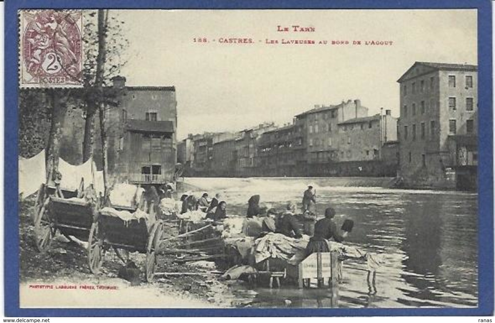 CPA Tarn 81 Castres Commerces Lavandières Laveuses Circulé - Castres