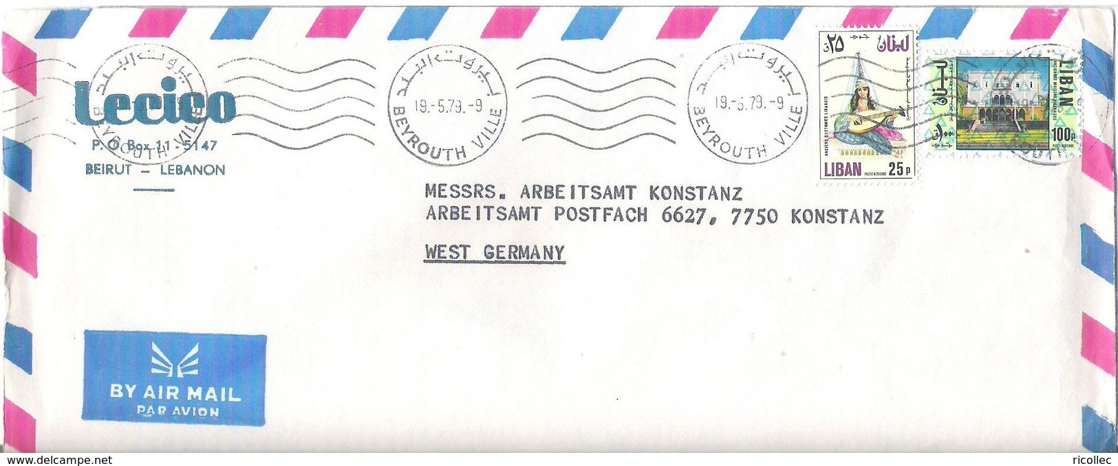 Cover Sent From Lecico Beirut To West German In 1979 Lebanon Liban Libano - Líbano