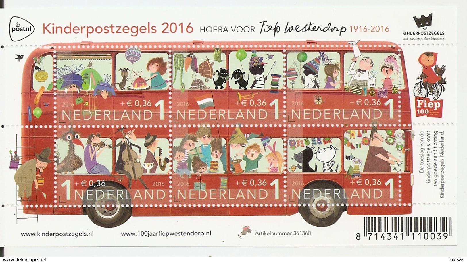 Pays-Bas Netherlands 2016 Autobus Fiep Westerdorp Feuille Block MNH ** - Ongebruikt