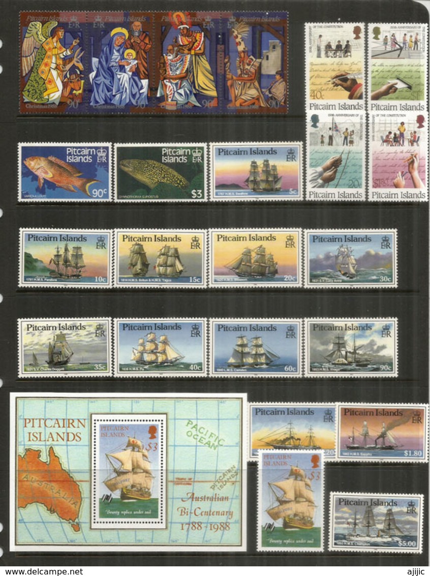 Années Complètes 1988.   23 Timbres + Un B-F Neufs **.   Côte  75,00 Euro - Pitcairn