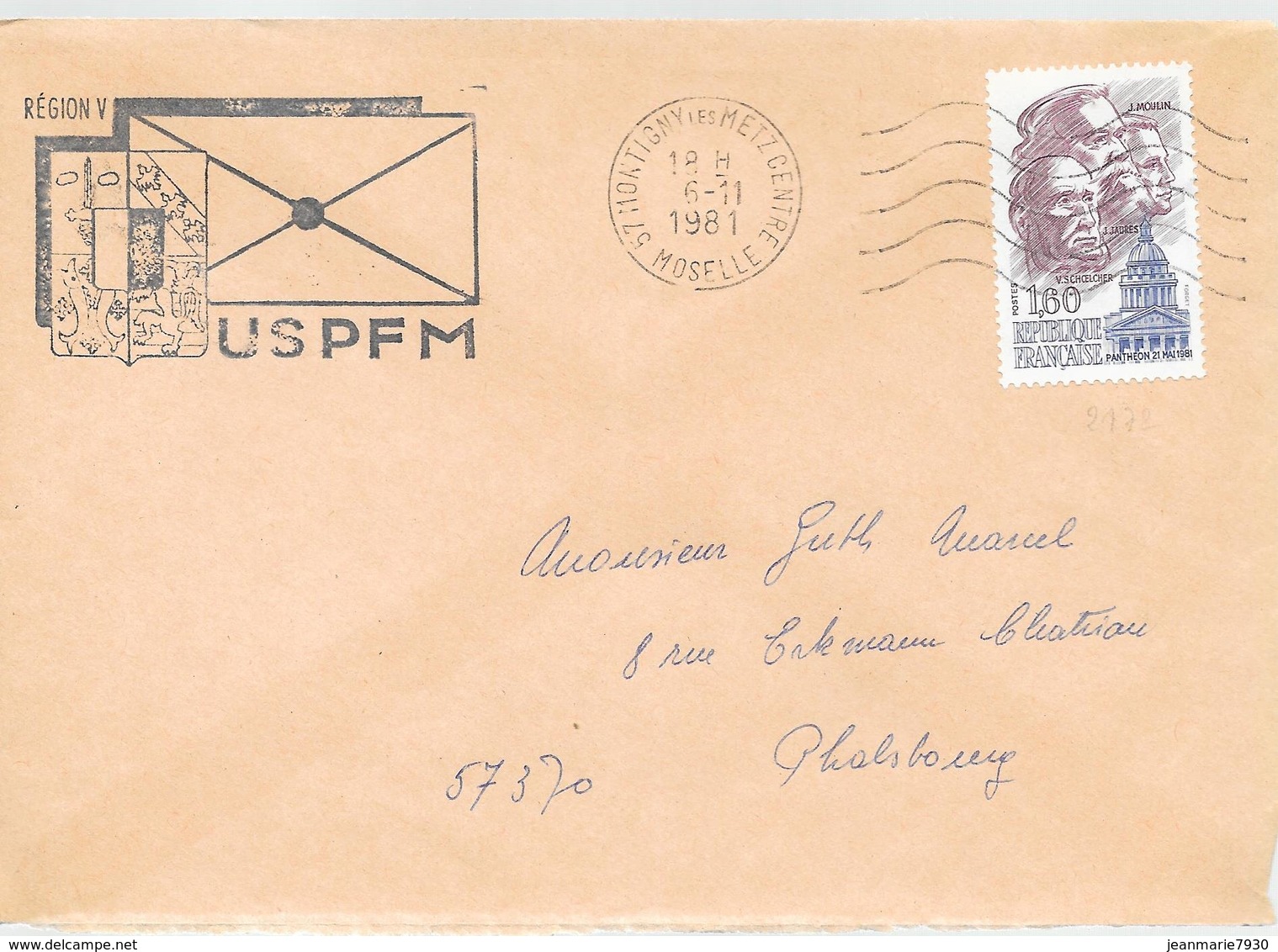 LOT 1810152 - N° 2172 SUR LETTRE DE MONTIGNY LES METZ DU 06/11/81 POUR PHALSBOURG - 1961-....