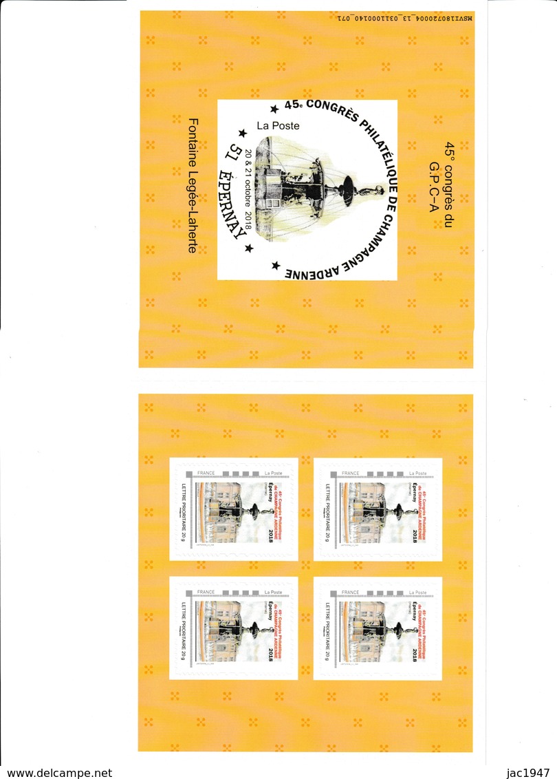 Collector 4 MTAM Du 45e Congrès Phil Champagne Ardenne Fontaine Legée-Laherrte Epernay Dessin De R. Irolla - Collectors