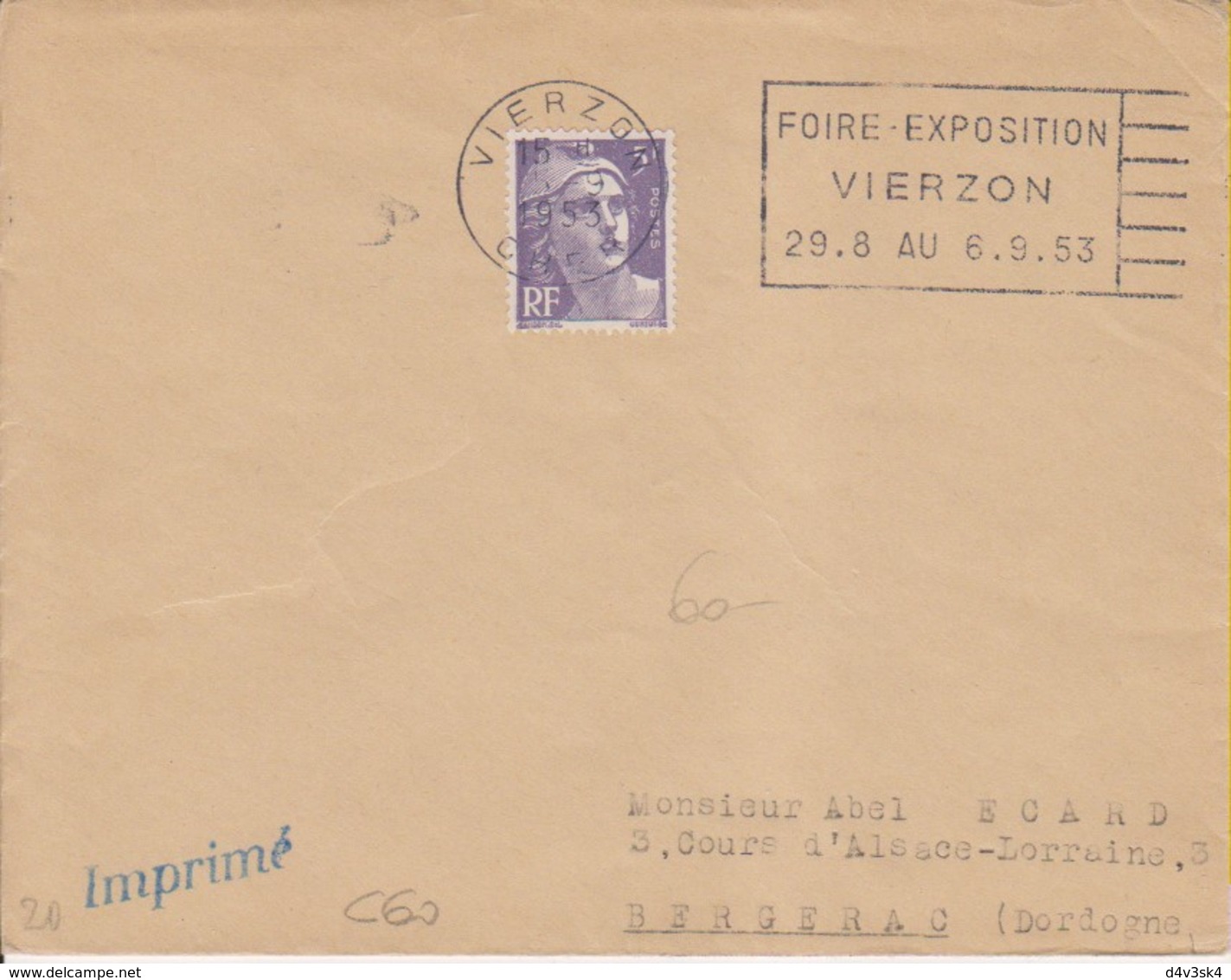 1953 France 18 Cher Vierzon Flamme 'Foire Expo' - Mechanical Postmarks (Advertisement)