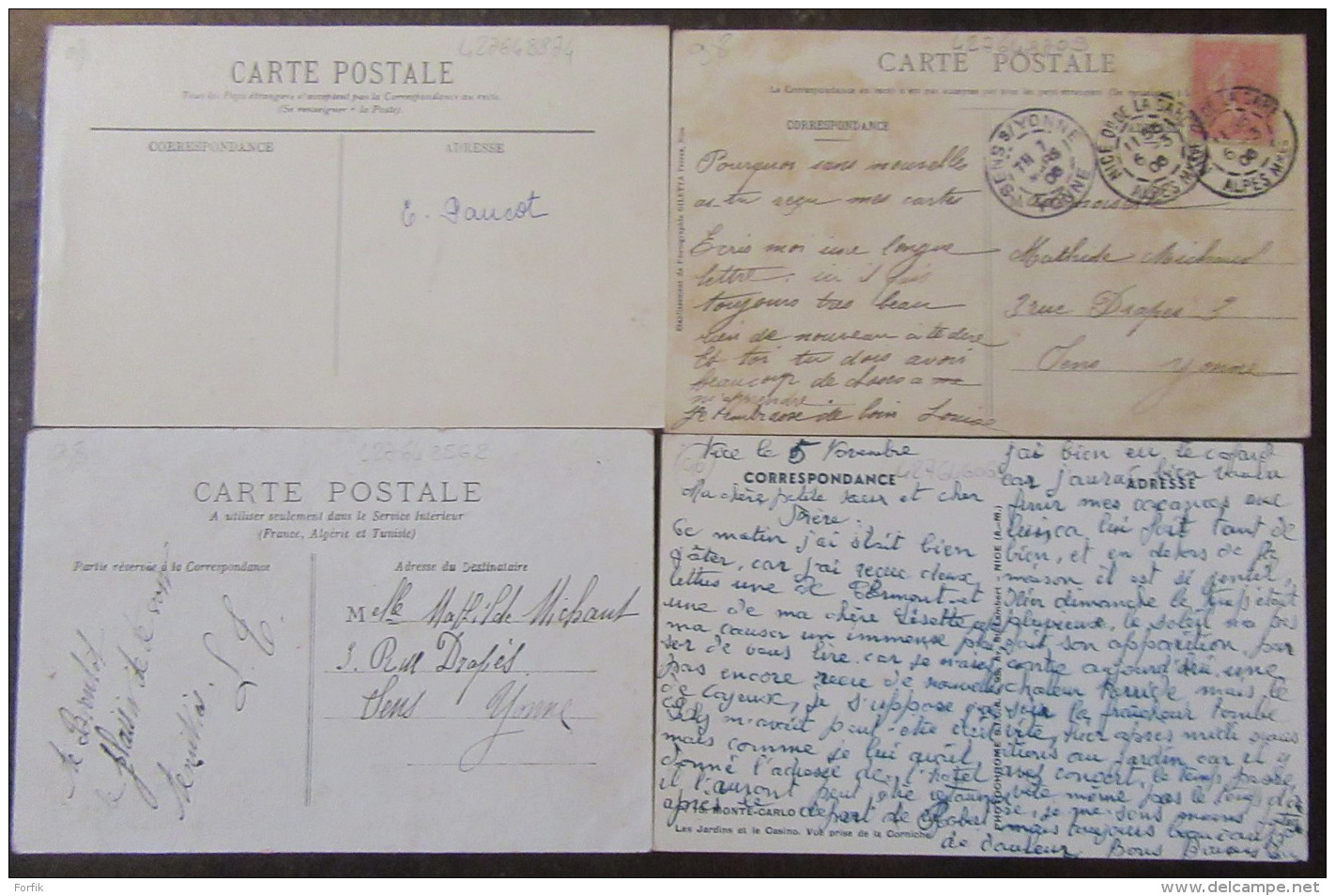Monaco - 4 Cartes Postales Monaco Et Monte-Carlo Dont Couleur Circulées Ou Non - Collections & Lots
