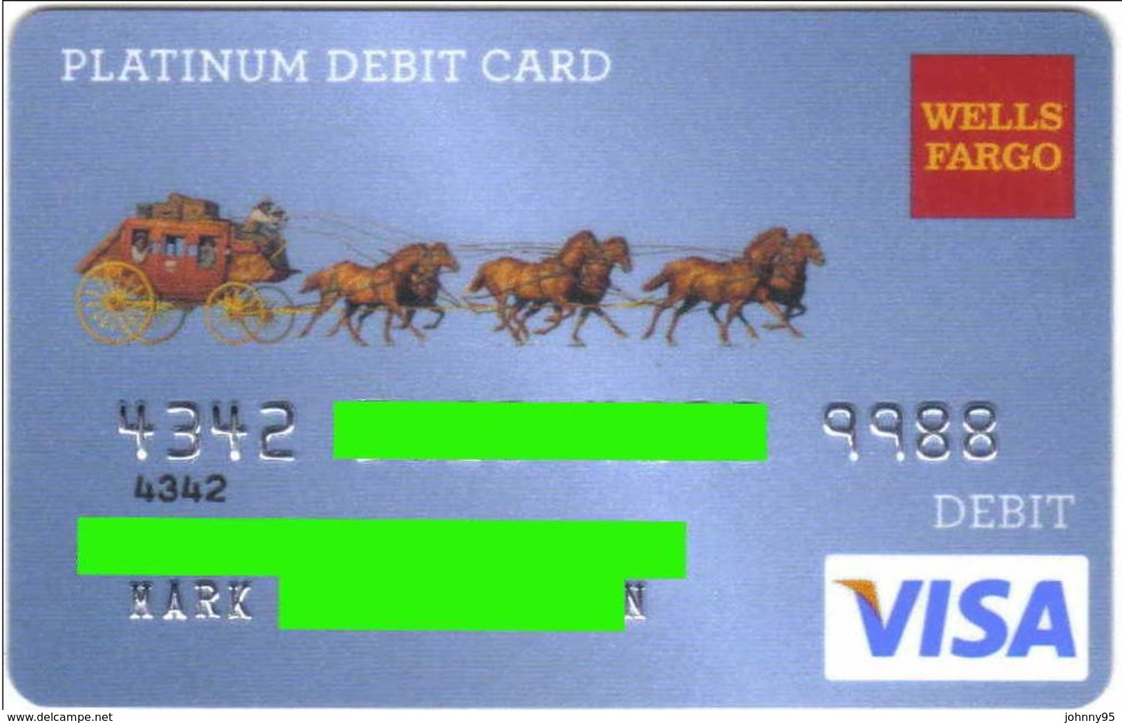 Carte Visa - Wells Fargo - Platinium Debit Card - Banque USA - Année 2005 - Cartes De Crédit (expiration Min. 10 Ans)