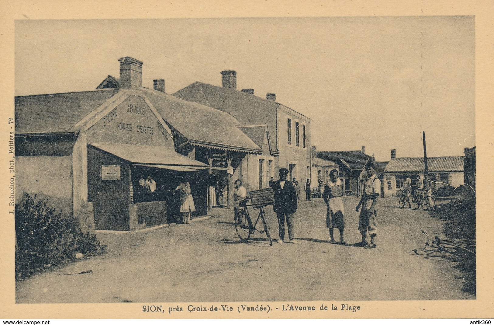 CPA 85 SION L'OCEAN Près Croix De Vie L'Avenue De La Plage Epicerie Poissonnerie Baranger - Saint Gilles Croix De Vie