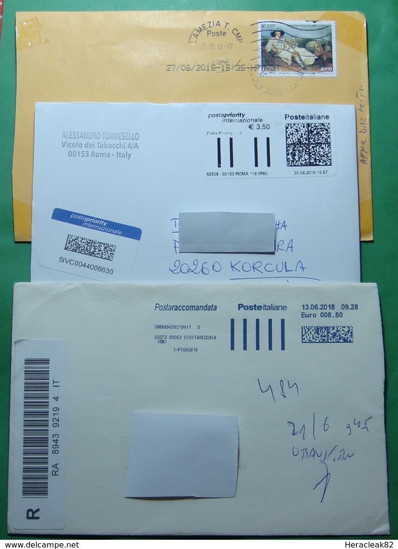 2018 Lot Of 4 AIRMAIL PRIORITY Covers Sent From ITALIA To CROATIA - Airmail
