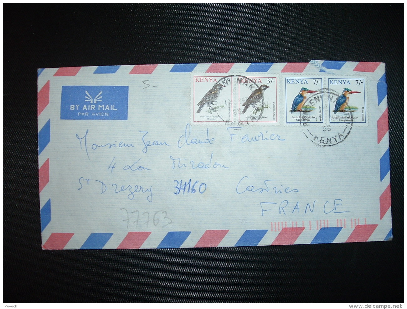 LETTRE TP OISEAU 7/ Paire + TP OISEAU 3/ Paire OBL.18 SEP 95 - Kenya (1963-...)