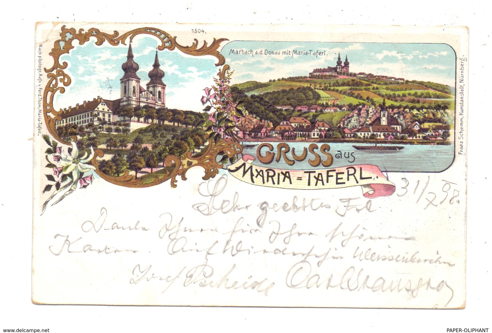 A 3672 MARIA TAFERL, Lithographie 1898, Gruss Aus..., - Maria Taferl