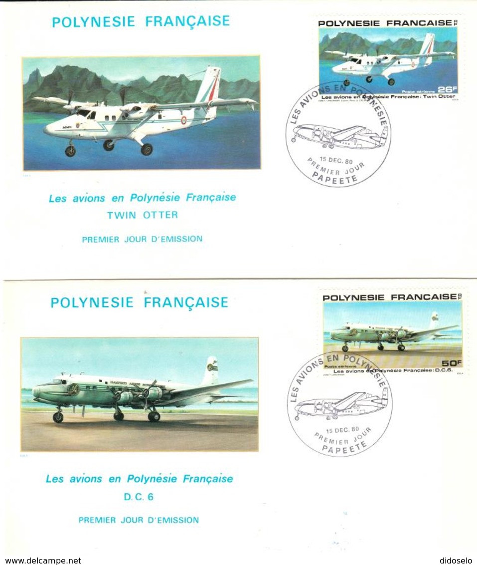 Frech Polynesia 1980 Airmail FDC - Pair - Cartas & Documentos