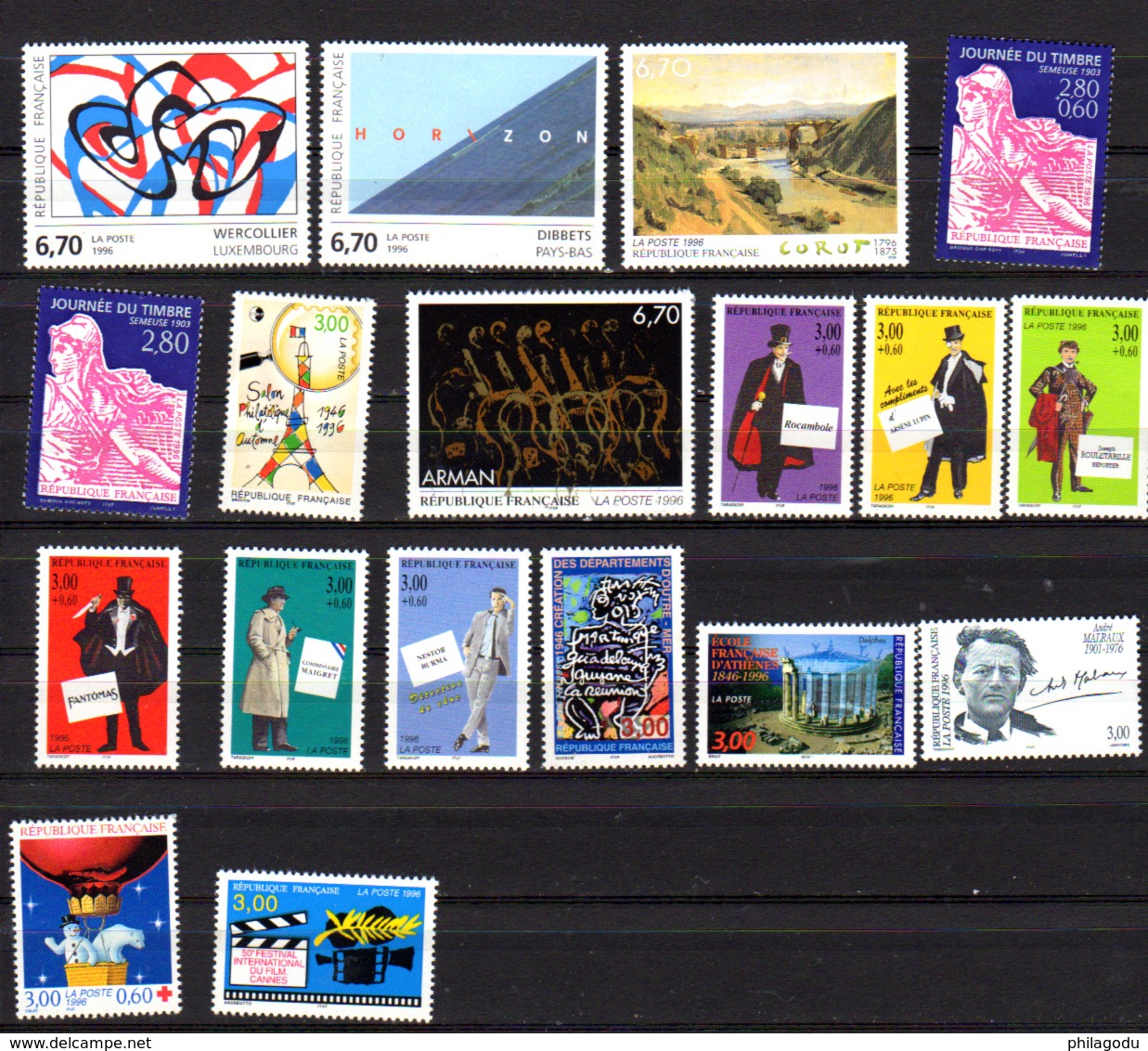 1996  France, Tous Neufs Sans Charnière, Entre 2986 Et 3040 **, Cote 36,70 €, Faciale 68FF = Net 40FF - Unused Stamps