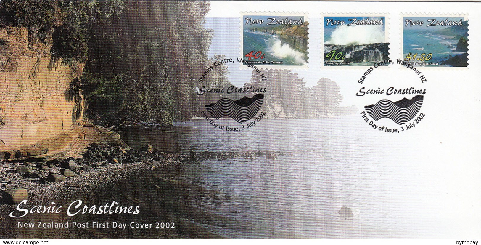 New Zealand 2002 FDC Scott #1805-#1807 Tongaporutu Cliffs, Curio Bay, Meybille Bay Scenic Coastlines - FDC