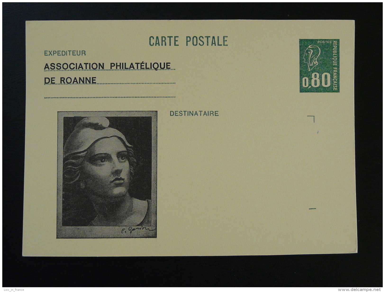 Entier Postal Carte Marianne De Béquet Repiquage Gandon Association Philatélique De Roanne - Cartes Postales Repiquages (avant 1995)