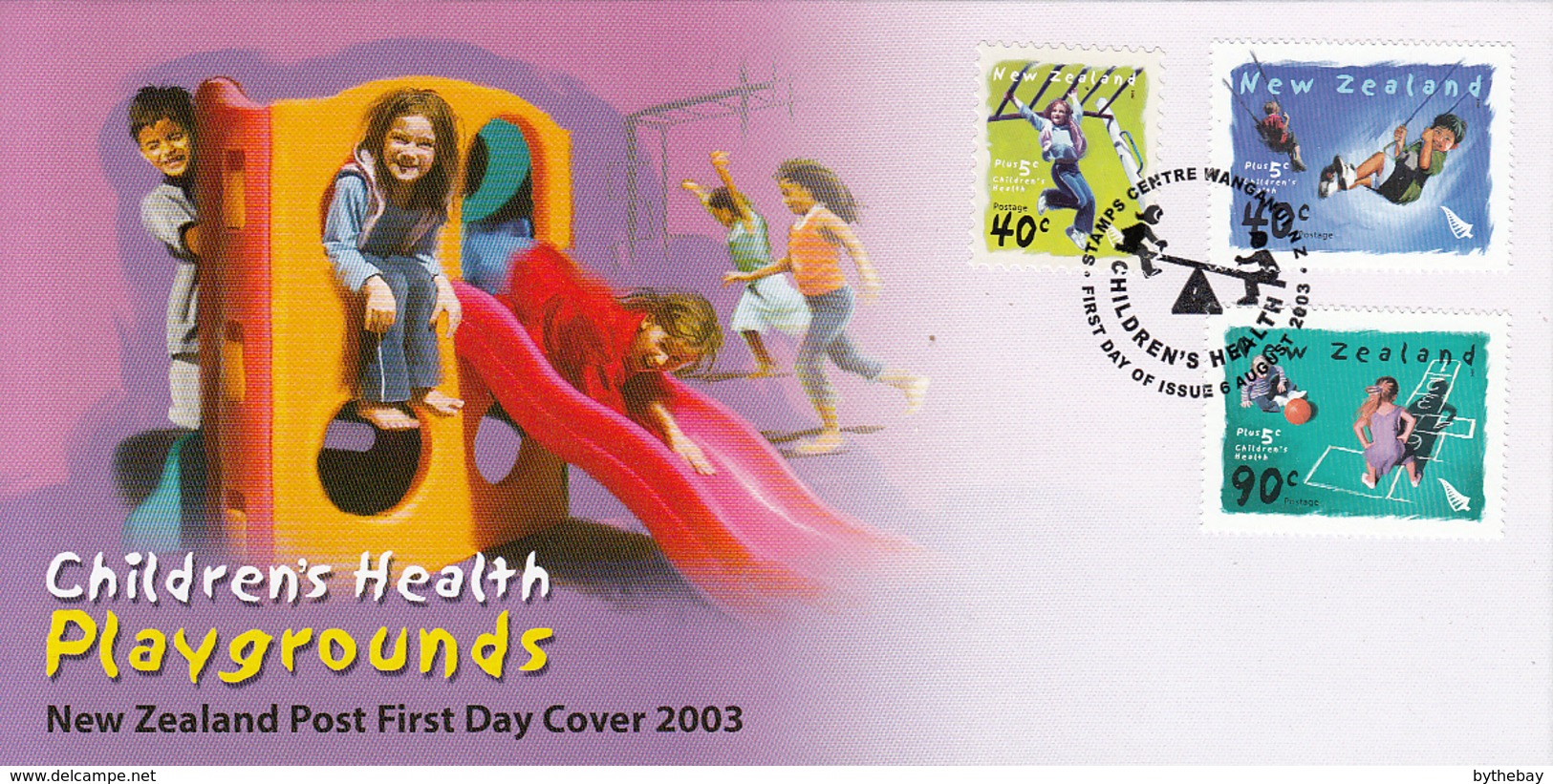 New Zealand 2003 FDCs Scott #B173-#B176 Monkeybars, Swings, Hopscotch Childrens' Playgrounds - FDC