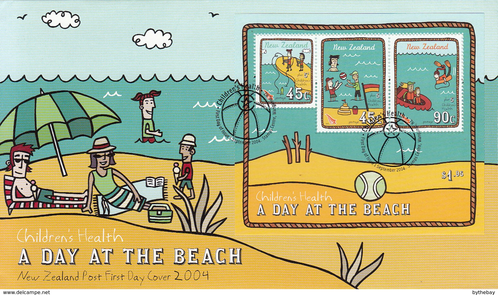 New Zealand 2004 FDCs Scott #B177-#B180 A Day At The Beach - FDC