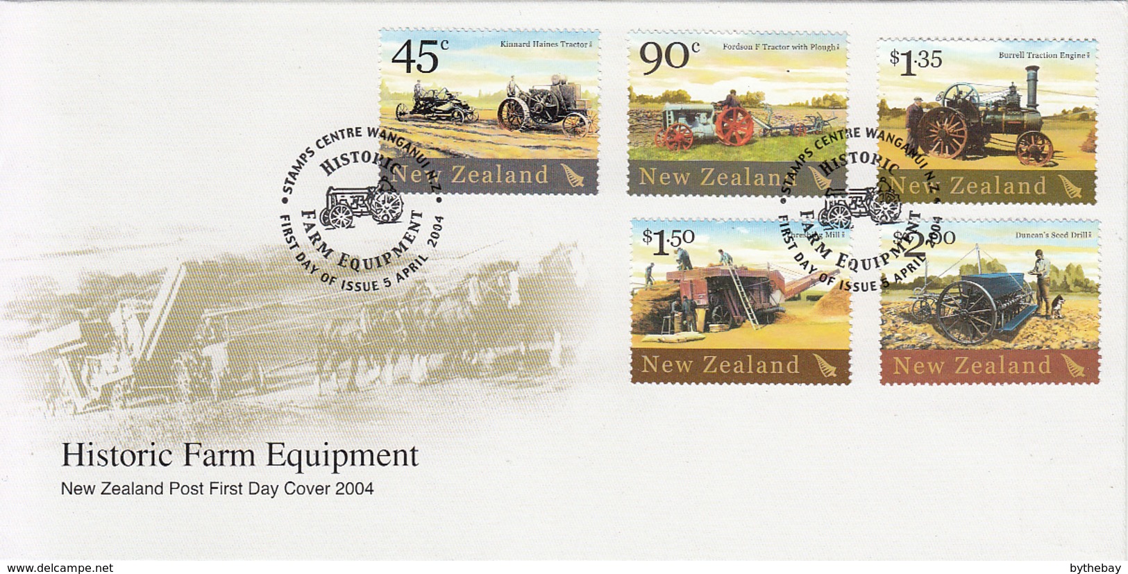 New Zealand 2004 FDC Scott #1930-#1934 Historic Tractors And Farm Equipment - FDC