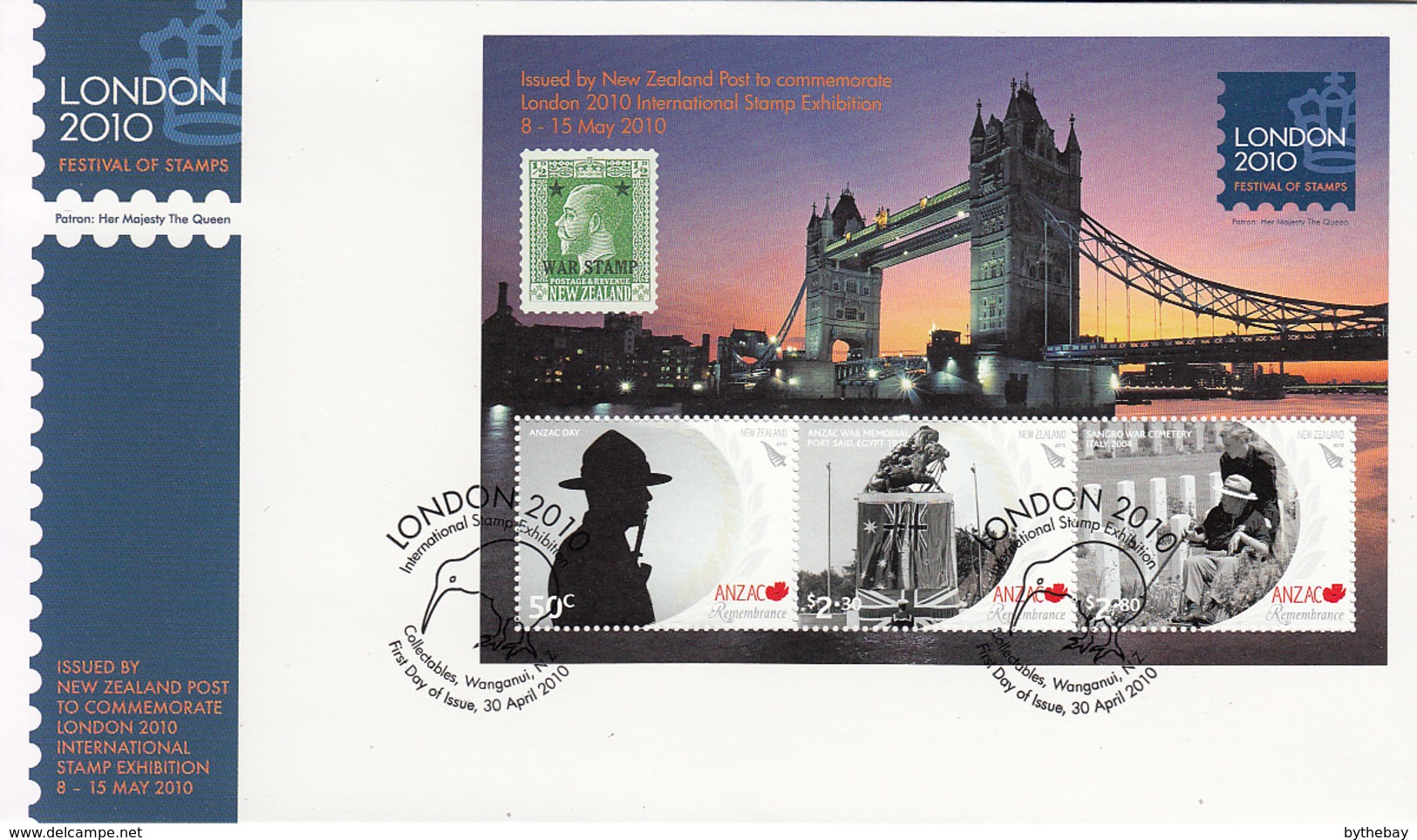 New Zealand 2010 FDC ANZAC Remembrance Sheet Of 3 London 2010 - FDC