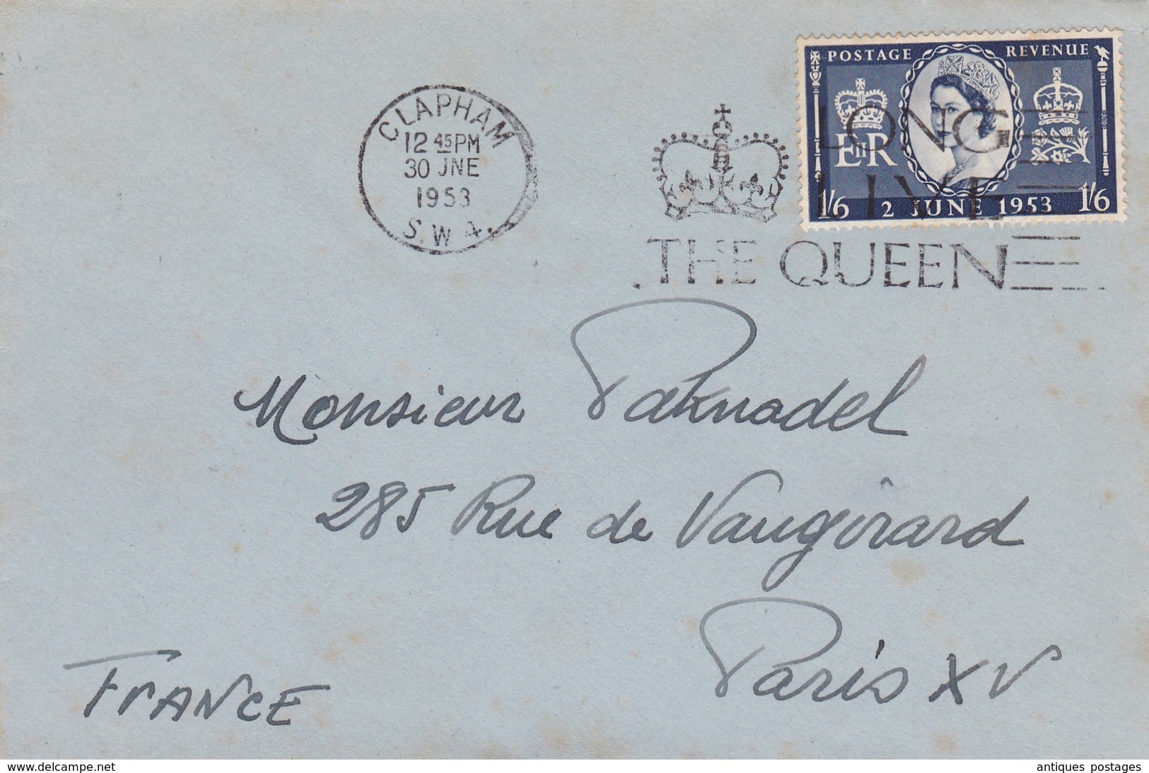 Lettre Clapham 1953 London England The Queen Elisabeth II - Covers & Documents