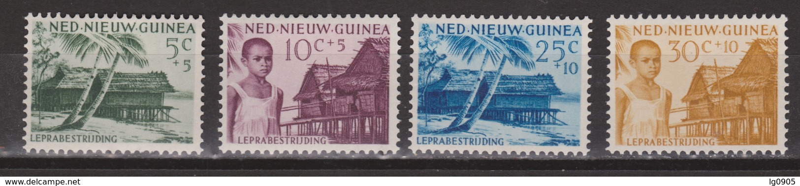 Nederlands Nieuw Guinea Dutch New Guinea 41 - 44 MNH ; Leprazegels 1956 NOW ALL STAMPS OF NETHERLANDS NEW GUINEA - Nederlands Nieuw-Guinea