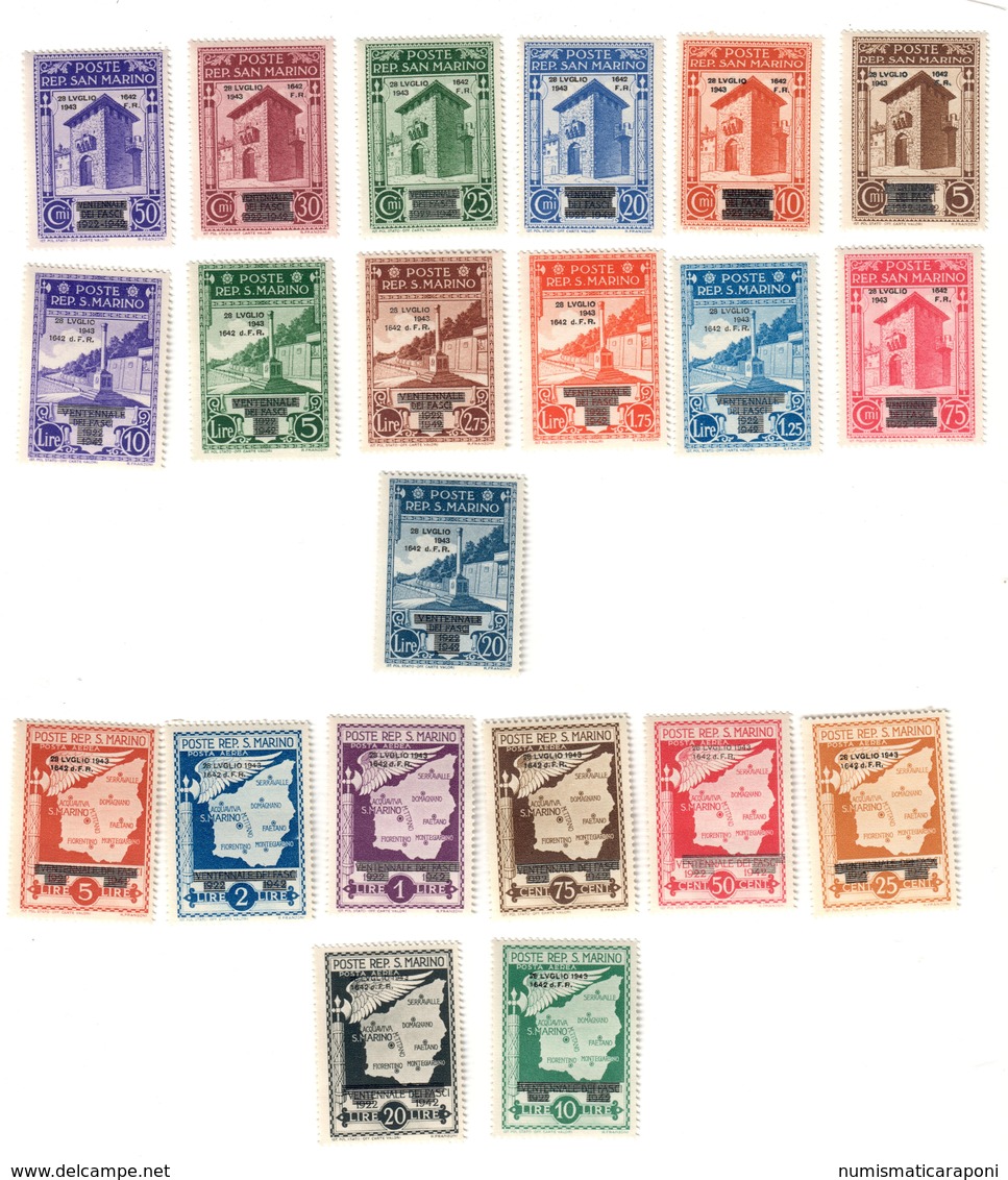 SAN MARINO 1943  Caduta Del Fascismo S.46 + 47   Nuovi ** Gomma Integra  COD.FRA.1083 - Nuovi