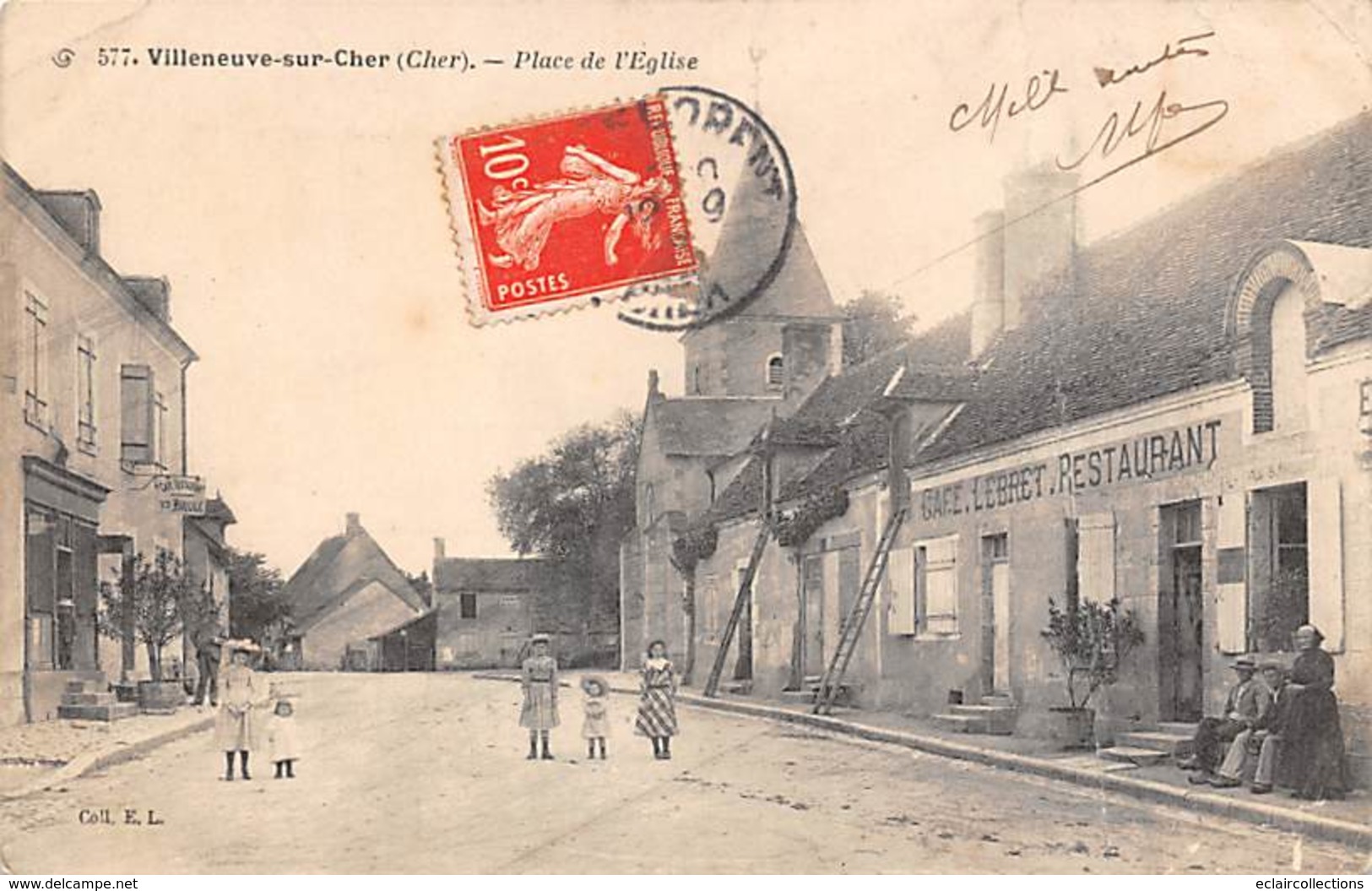 Villeneuve Sur Cher         18           Place De L'Eglise . Restaurant Lebret    (voir Scan) - Other & Unclassified