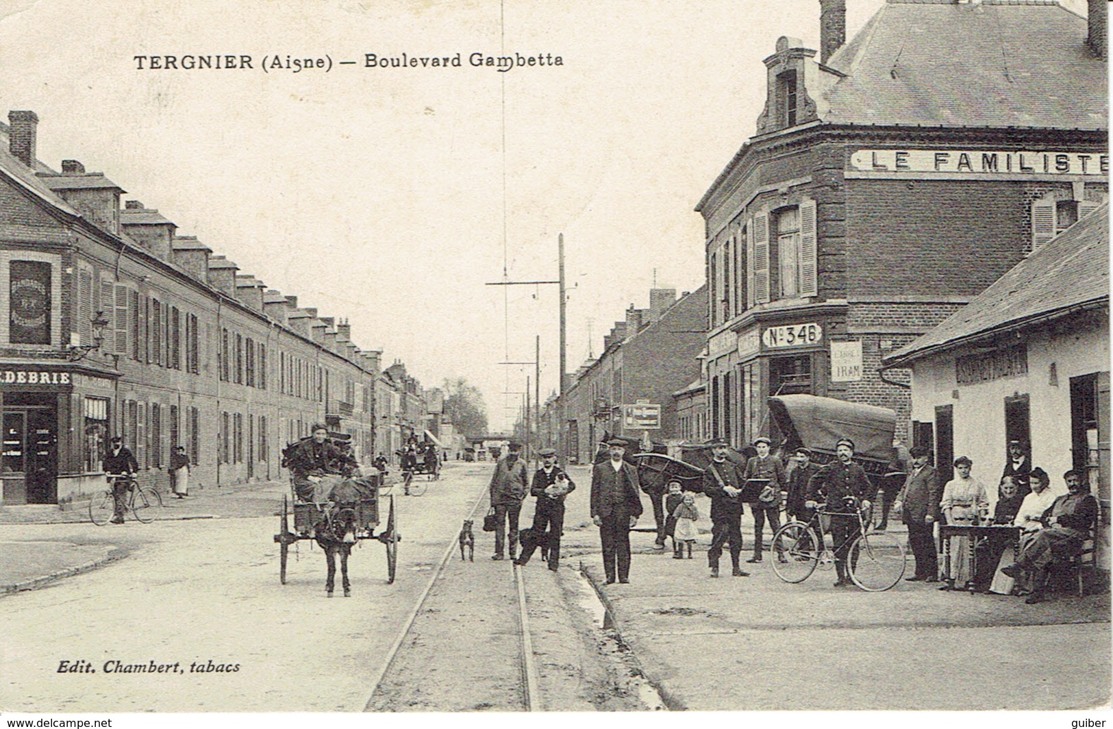 02 Tergnier Boulevard Gambetta  Familistére N° 346 Animation Attelage - Autres & Non Classés