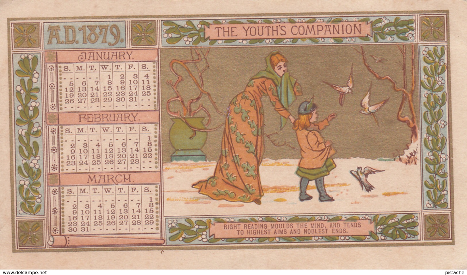 Calendar A.D. 1879 - Youth's Companion - 14 X 8 Cm - Tamaño Pequeño : ...-1900