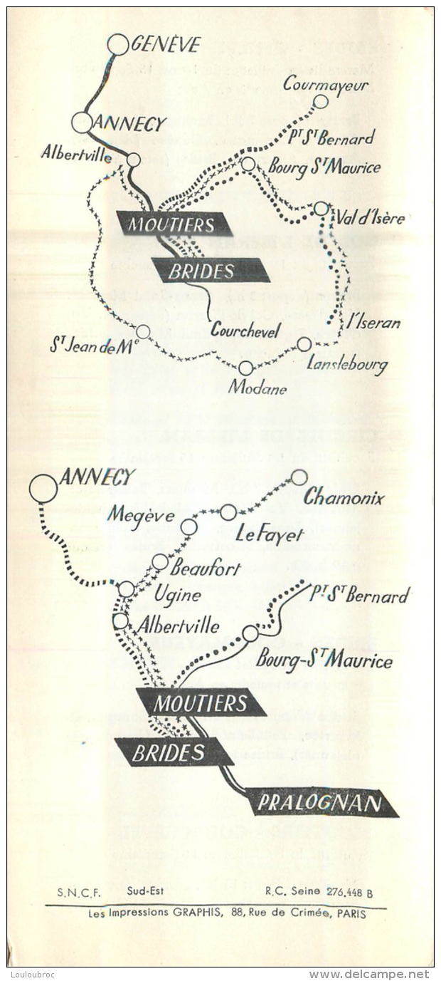 DEPLIANT TOURISTIQUE 1951  SNCF  S.N.C.F. AUTOCARS DE TOURISME  TARENTAISE  CIRCUITS D'EXCURSIONS  VOIR TOUS LES SCANS - Dépliants Touristiques