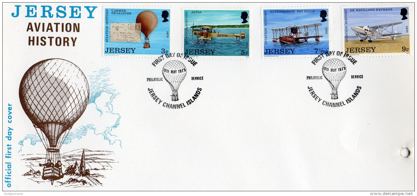 JERSEY 1973 Aviation FDC (hole Punched) - Jersey