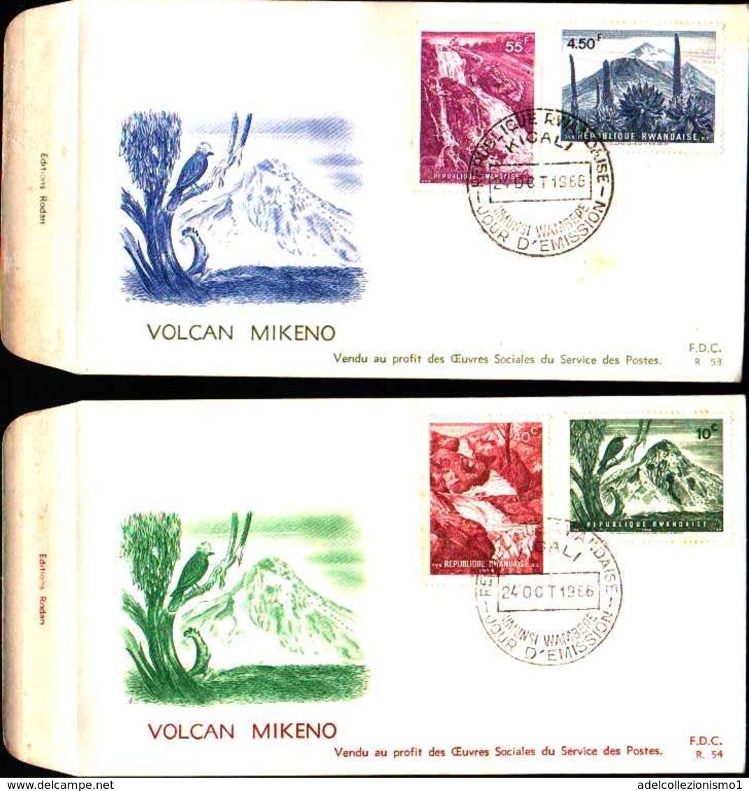 72806) FDC DEL Ruanda 1966 Cascate Vulcani MONTAGNE CACTUS Birds Paesaggi 4 V . 24-10-1966 - 1962-1969