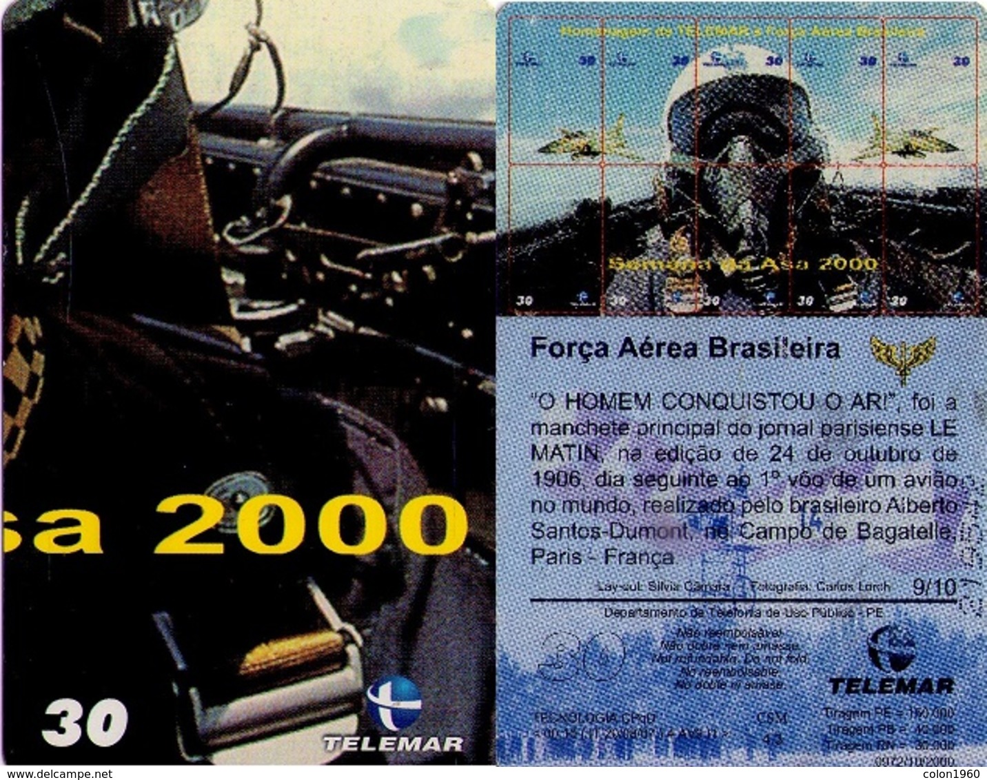 TARJETA TELEFONICA DE BRASIL. FUERZA AÉREA BRASILEÑA, SEMANA DA ASA  PUZZLE 9/10 - 10/2000. (514) - Avions