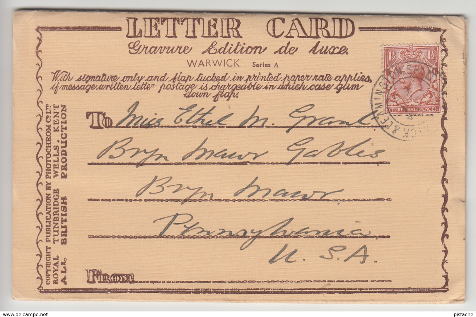 Vintage Letter Card Gravure Edition De Luxe Warwick Series A ~ 6 Sepia Views - Stamp & Postmark - Written In 1918 - Warwick