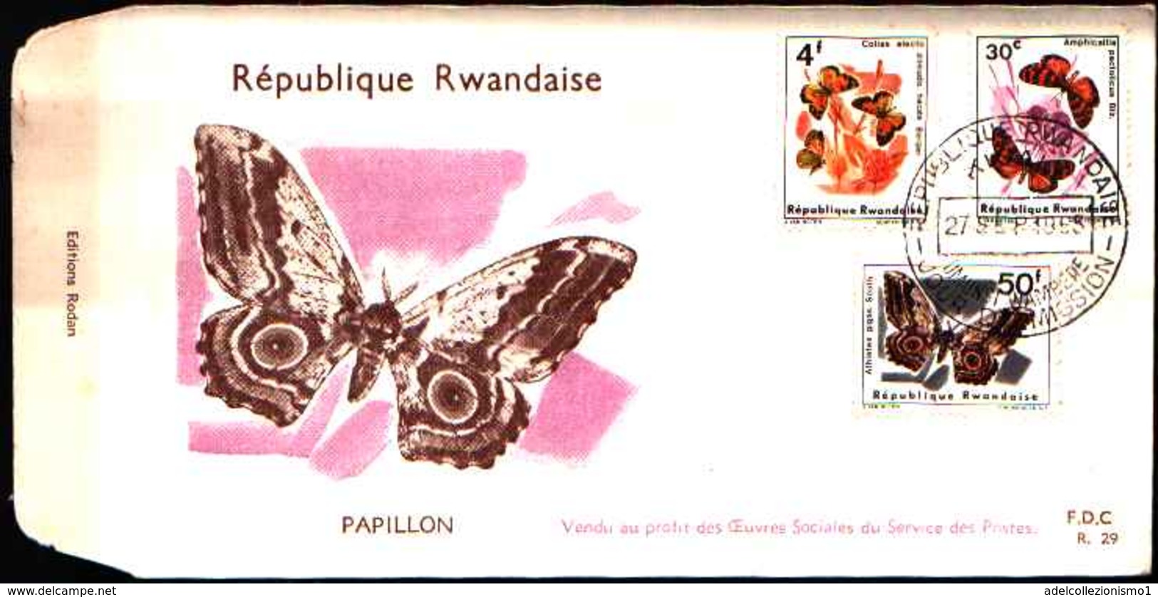 72808) FDC DEL Ruanda - 1965 Farfalle  3v . 27-9-1965 - 1962-1969