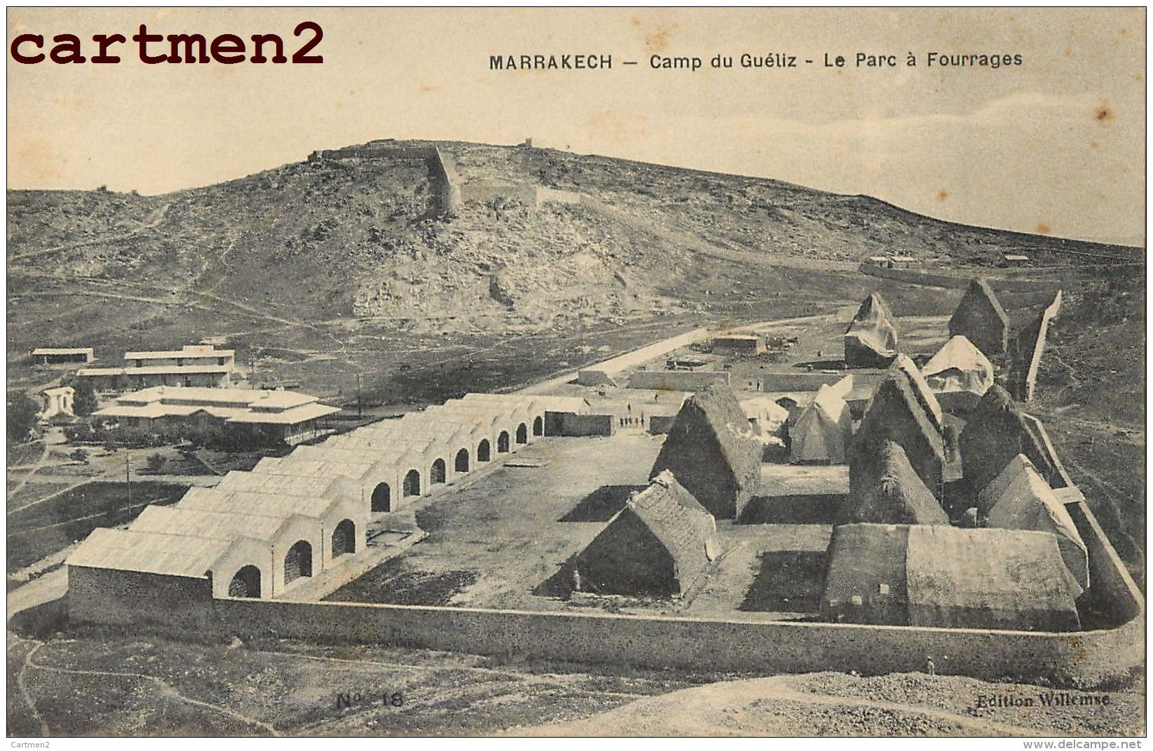 MAROC MARRAKECH FORT DU GUELIZ CAMP PARC A FOURRAGES GUERRE DU RIF SOLDATS - Autres & Non Classés