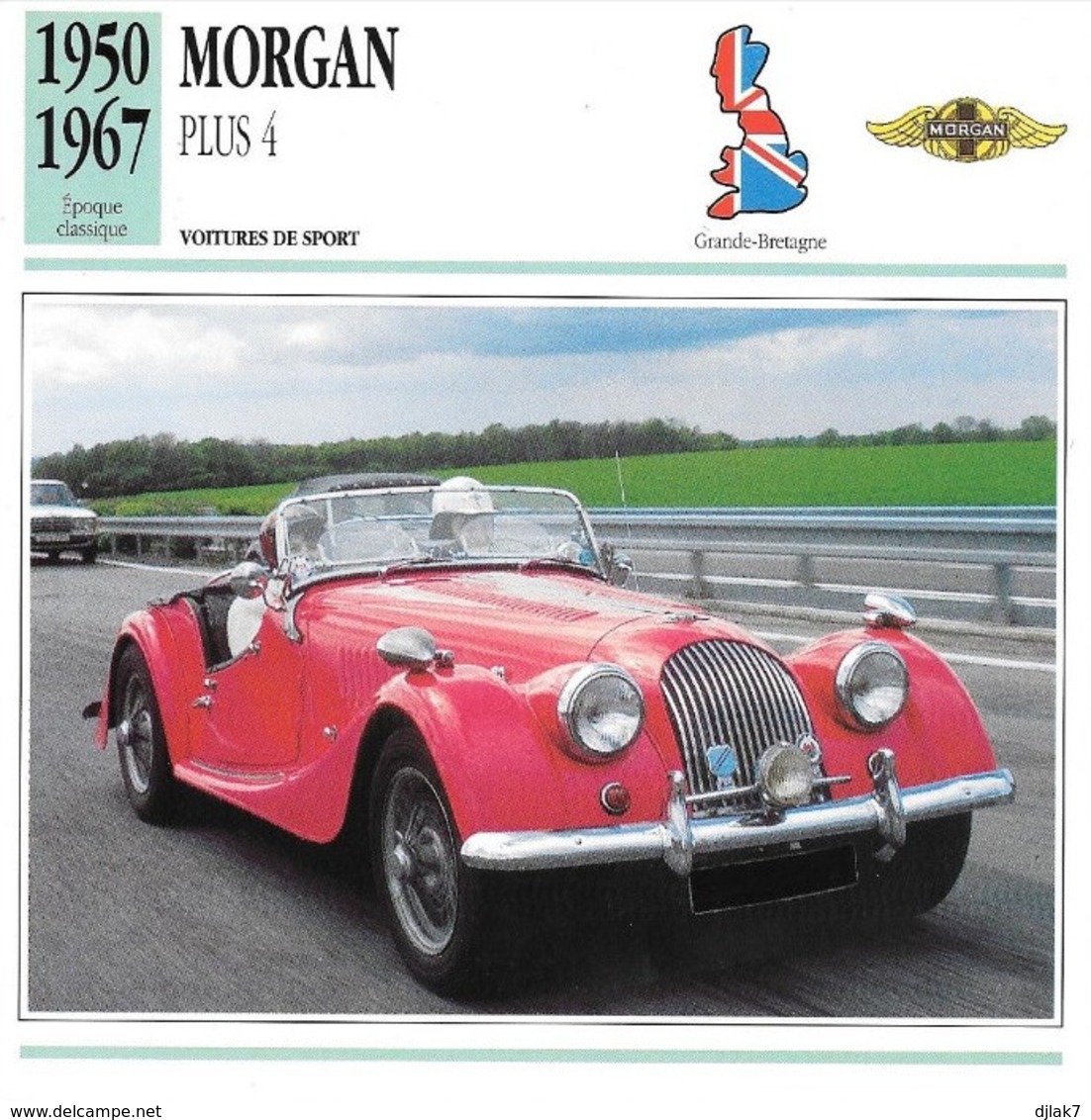 Fiche Editions Atlas Automobile Voitures De Sport Morgan Plus 4 - Voitures