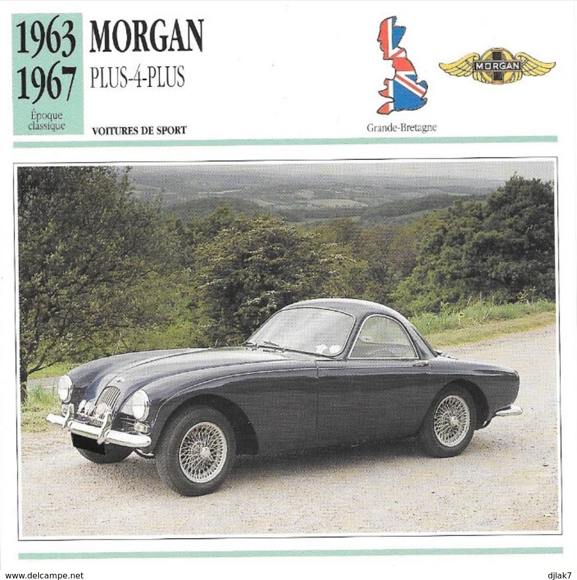 Fiche Editions Atlas Automobile Voitures De Sport Morgan Plus 4 Plus - Voitures