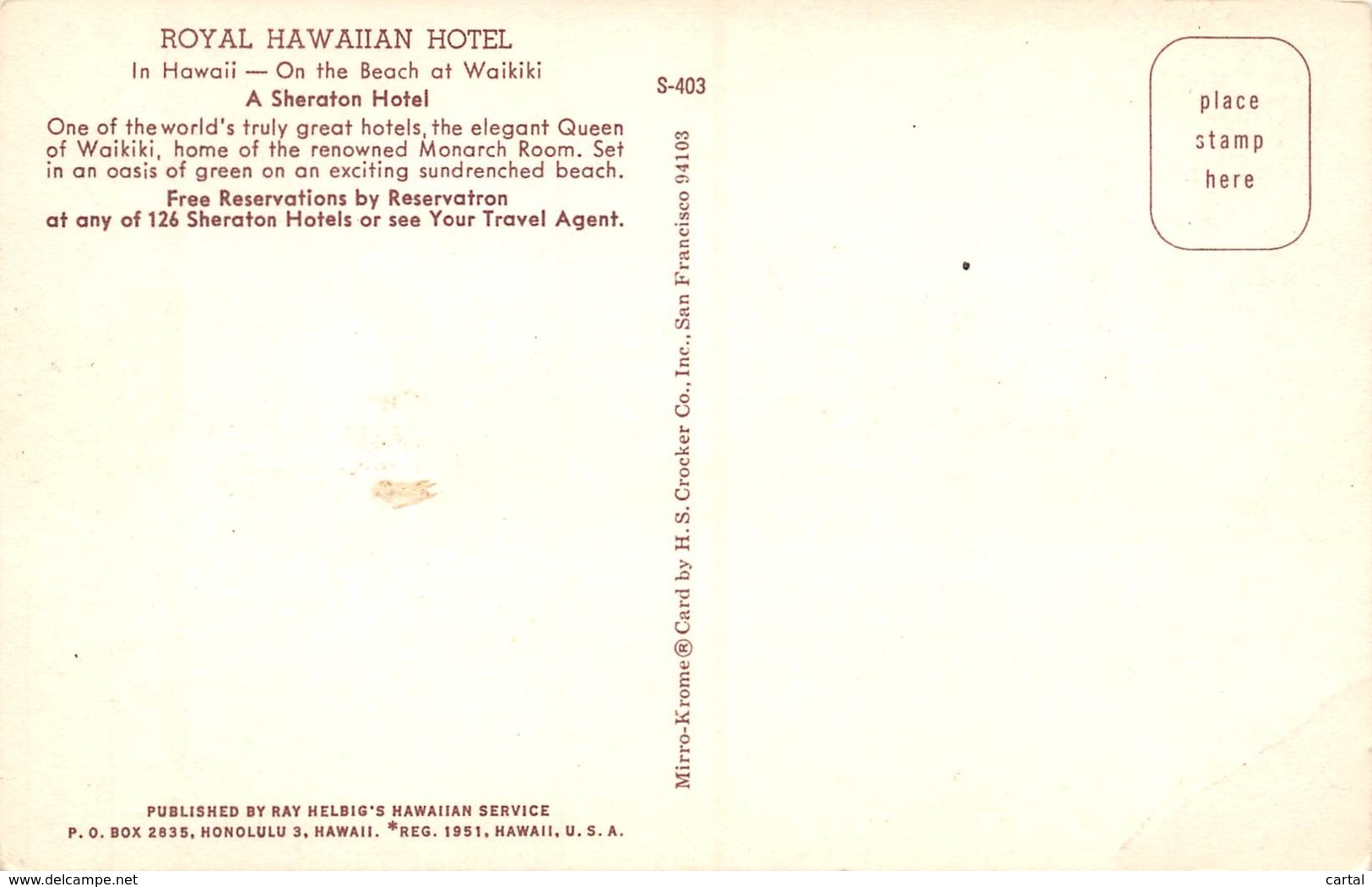 In HAWAII - Royal Hawaiian Hotel - A Sheraton Hotel - On The Beach Of Waikiki - Hawaï