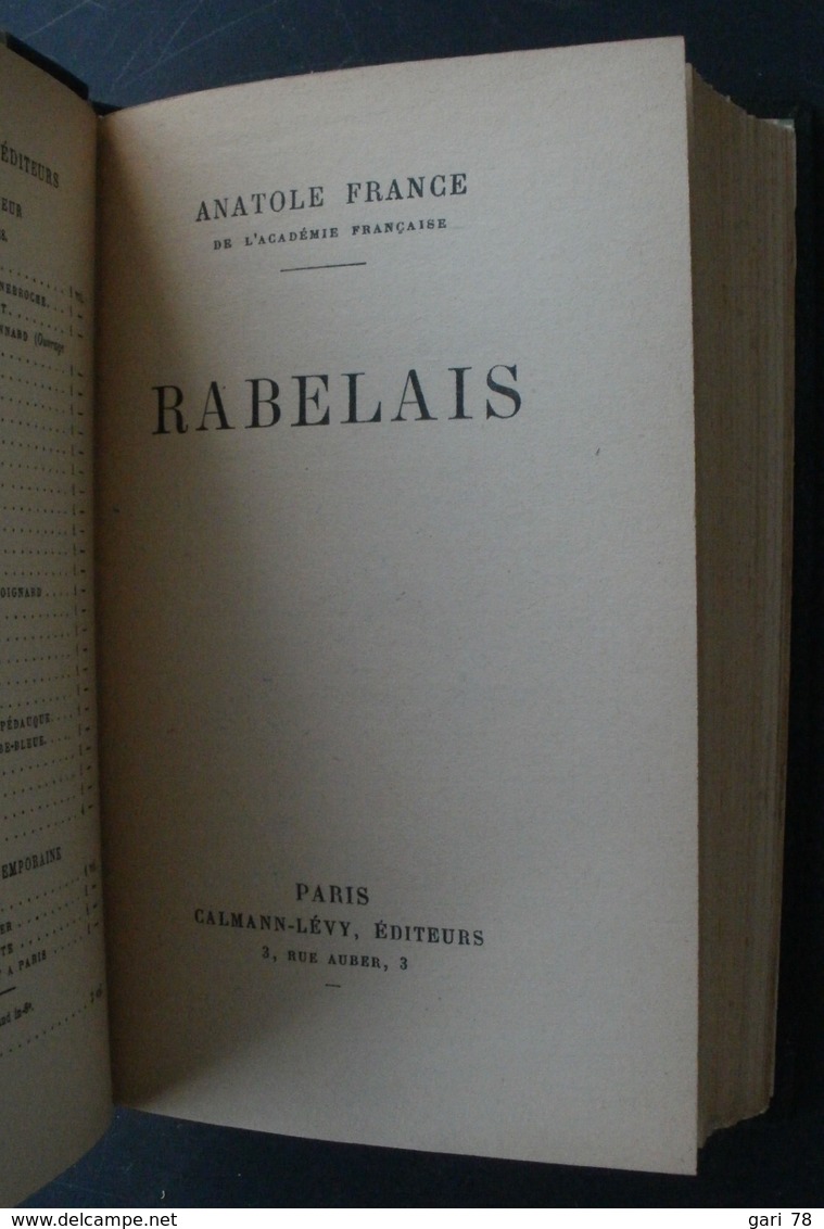 Livre Relié Anatole FRANCE - RABELAIS - CALMANN LEVY - Classic Authors