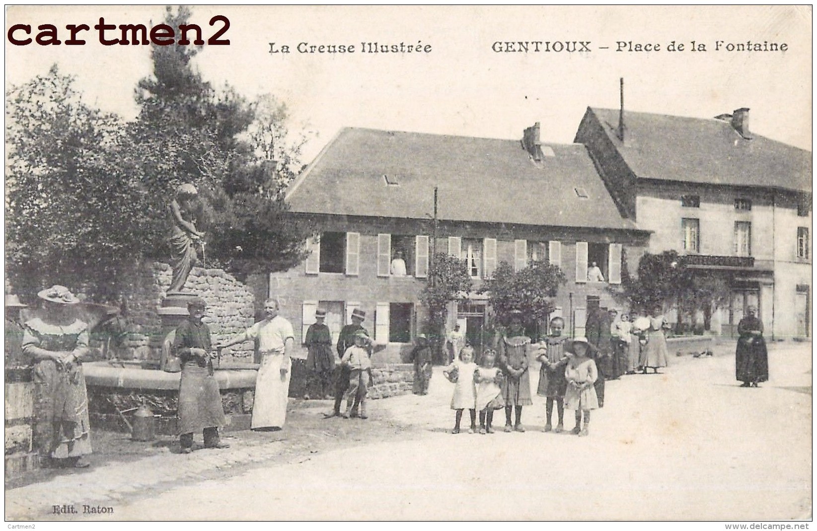 GENTIOUX PLACE DE LA FONTAINE ANIMEE 23 CREUSE - Autres & Non Classés