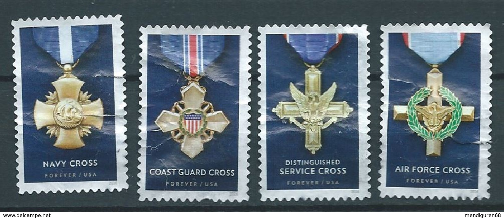 VERINIGTE STAATEN USA 2016 SERVICE CROSS MEDALS SET OF 4v. Two With Brokens SC 5064A-D - Used Stamps