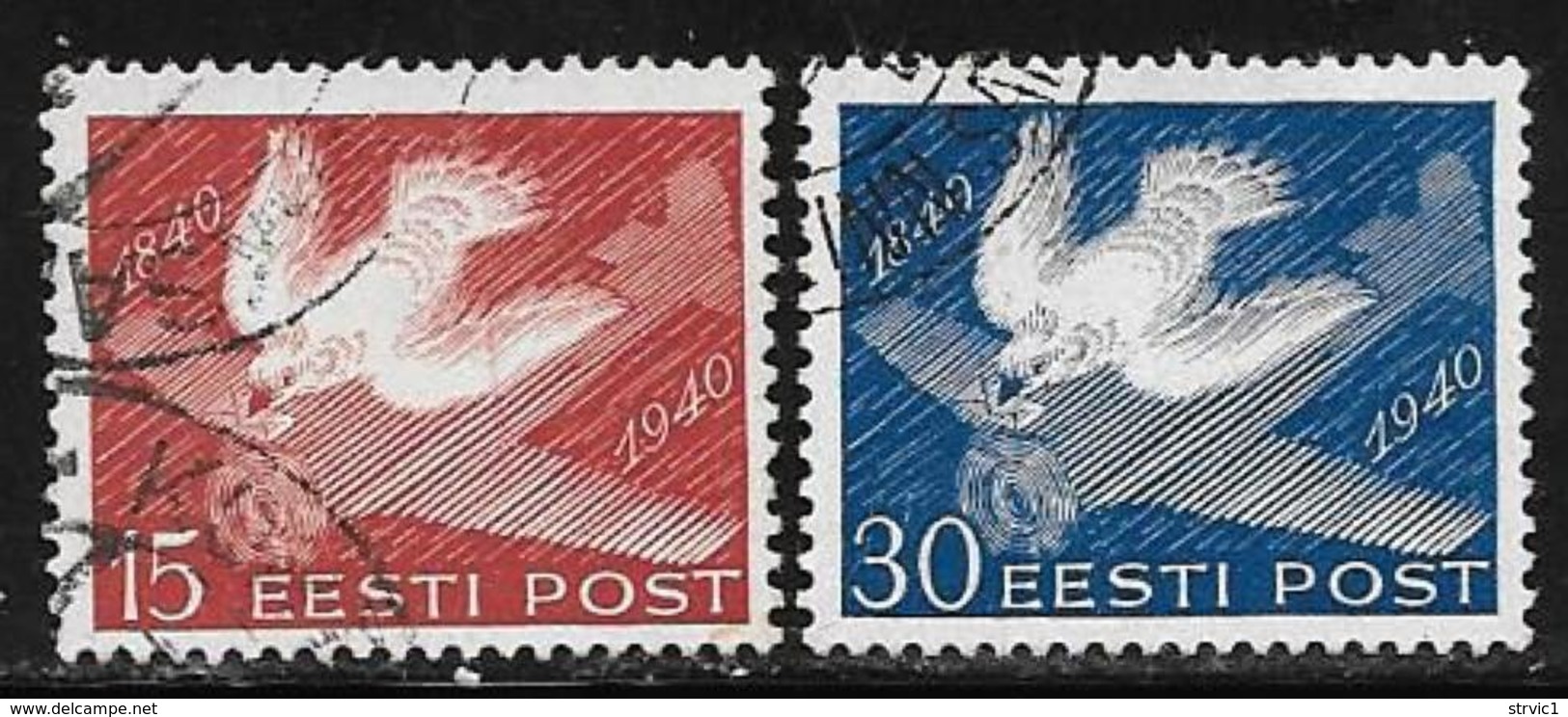 Estonia, Scott #152-3 Used Pigeon, Plane,1940 - Estonia