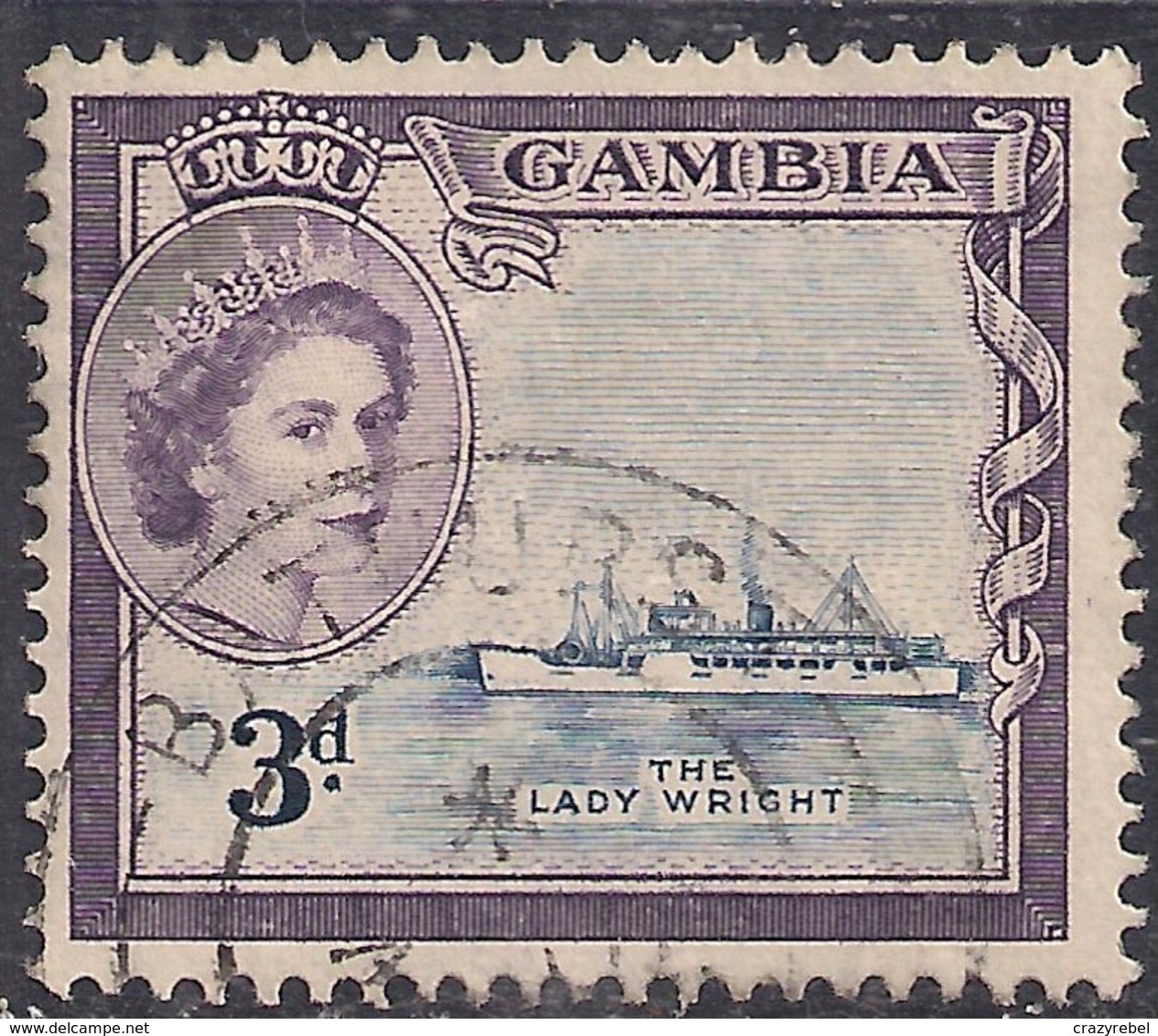 Gambia 1953 - 59 QE2 3d The Lady Wright Ship SG 175 ( H1218 ) - Gambia (...-1964)