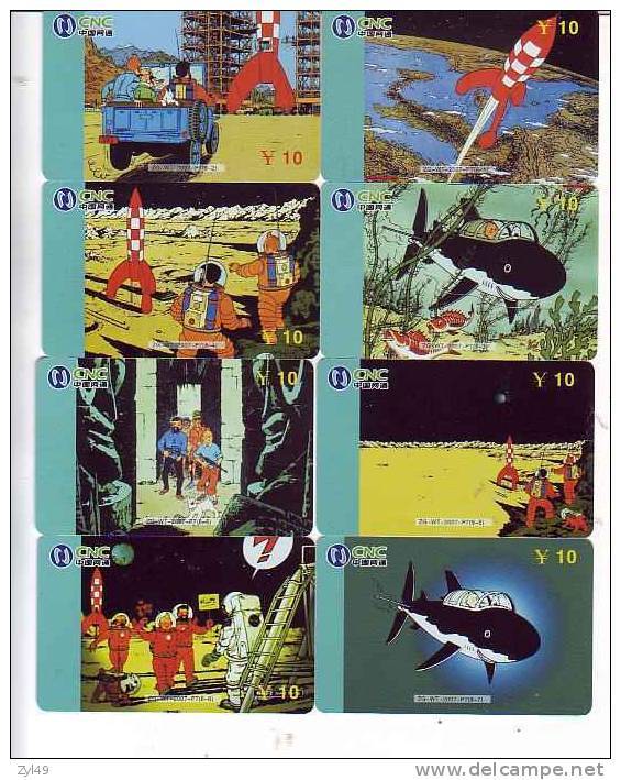 T04157 China Phone Cards Tintin 8pcs - BD