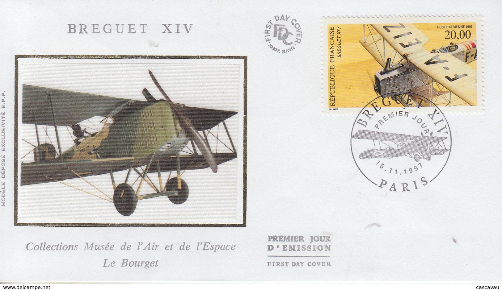 Enveloppe  FDC  1er  Jour   FRANCE   Avion  BREGUET   XIV    PARIS   1997 - 1990-1999