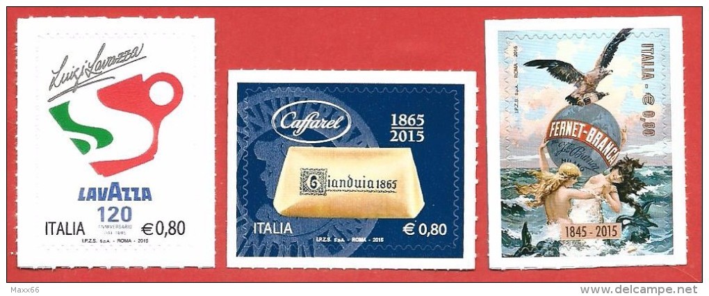 ITALIA REPUBBLICA MNH - 2015 - Eccellenze Del Sistema Produttivo Economico - Caffarel Lavazza Fernet - € 0,80 - S. ---- - 2011-20:  Nuovi