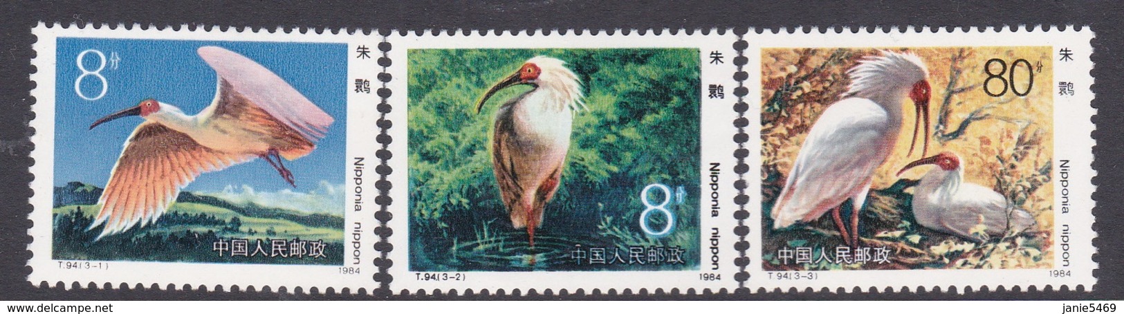 China People's Republic SG 3311-3313 1984 Crested Ibis, Mint Never Hinged - Unused Stamps