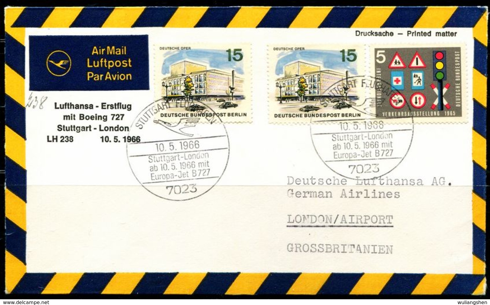 FP0339 West Germany 1966 Lufthansa To London Maiden Voyage MNH - Altri - Europa