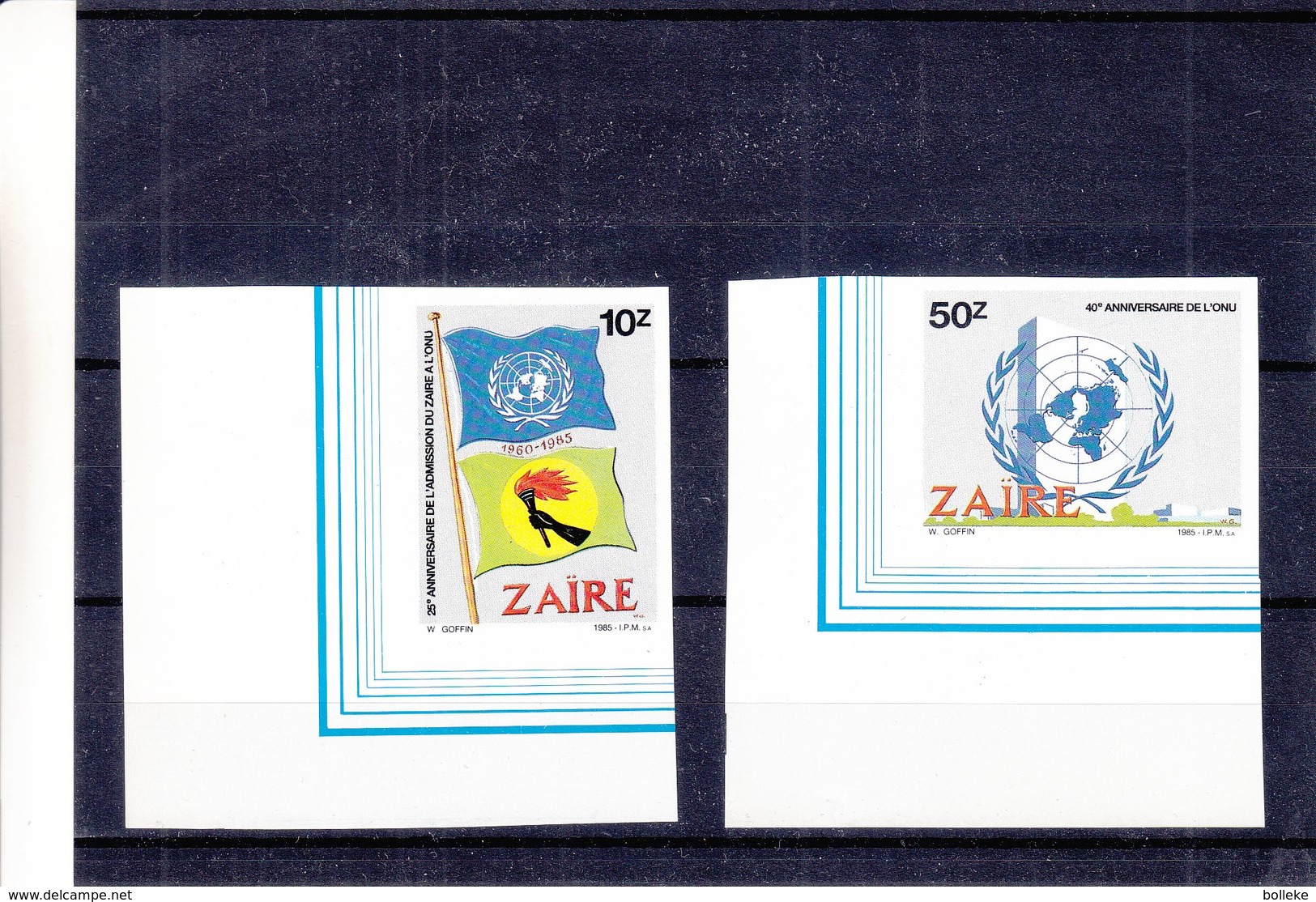 Nations Unies - ONU - Drapeaux - Zaïre - COB 1291 / 92 De 1985 - NON Dentelés - Valeur 10 Euros - Francobolli